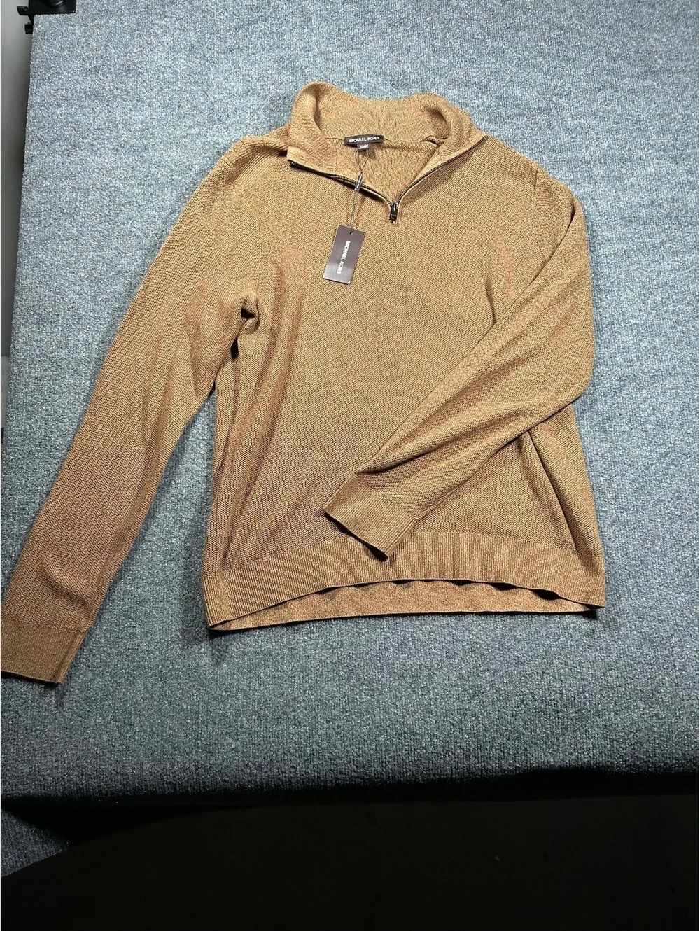 Michael Kors Men's Brown Quarter-Zip Sweater Size Large
